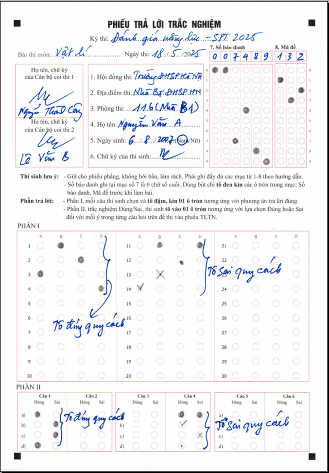 HƯỚNG DẪN GHI VÀ TÔ PHIẾU TRẢ LỜI TRẮC NGHIỆM