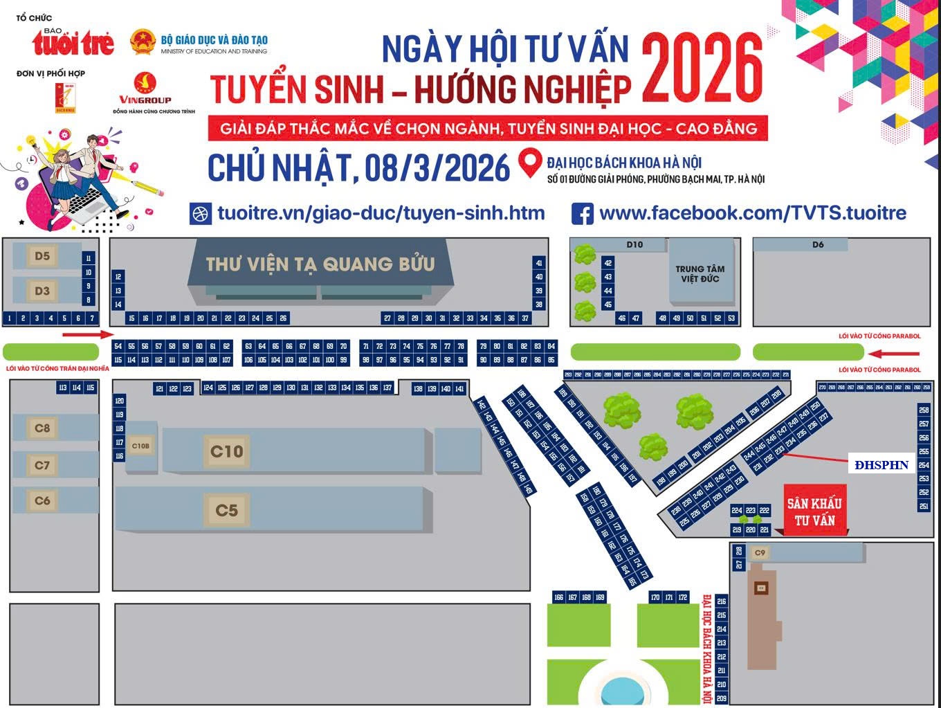 TRƯỜNG ĐẠI HỌC SƯ PHẠM HÀ NỘI THAM GIA TƯ VẤN TRỰC TIẾP TẠI GIAN HÀNG SỐ 233 TRONG NGÀY HỘI TUYỂN SINH ĐẠI HỌC 2026 TẠI ĐẠI HỌC BÁCH KHOA HÀ NỘI