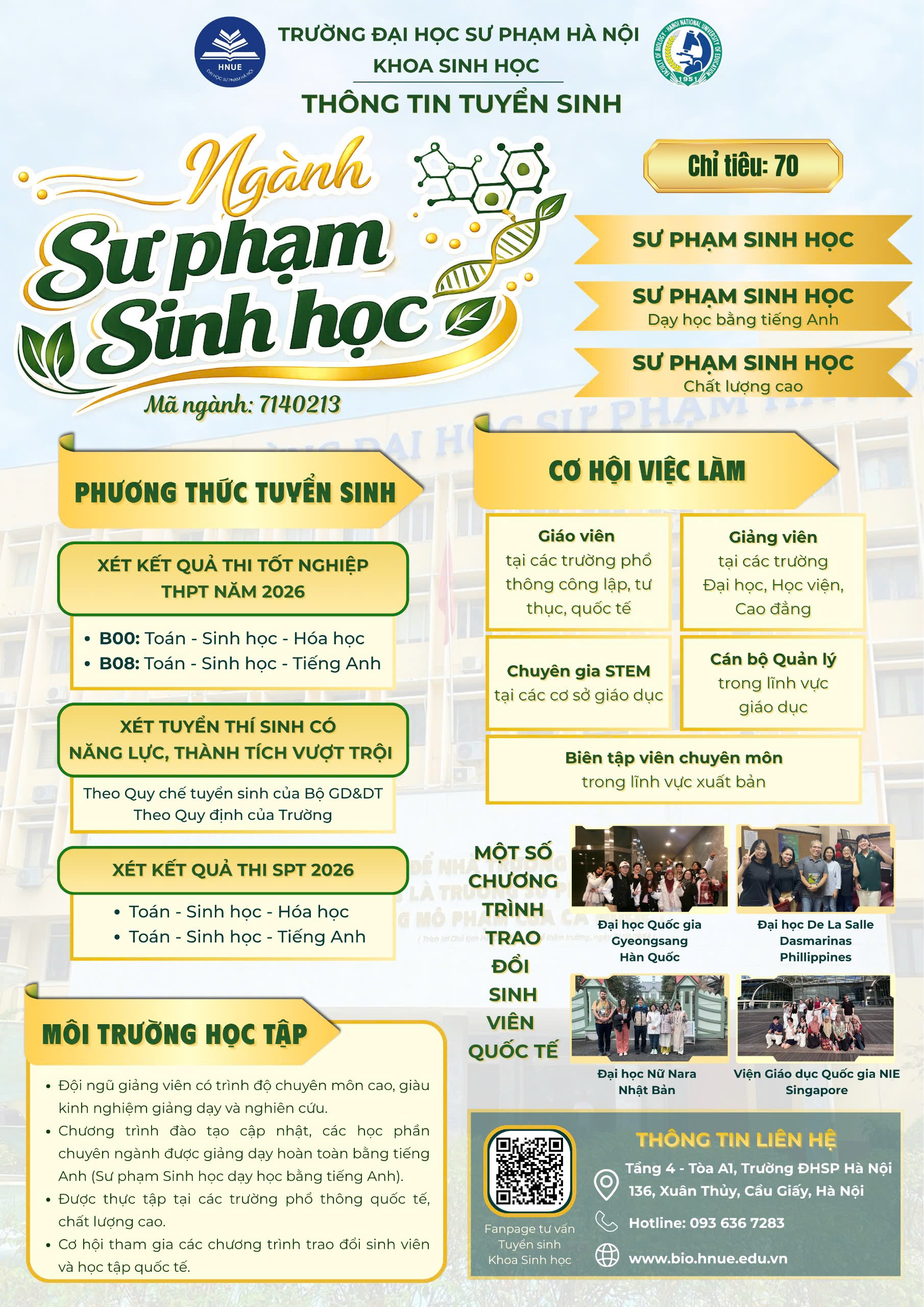 NGÀNH SƯ PHẠM SINH HỌC