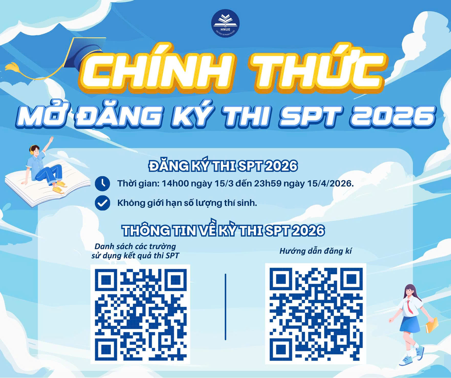 CHÍNH THỨC MỞ CỔNG ĐĂNG KÝ KỲ THI ĐÁNH GIÁ NĂNG LỰC SPT 2026 - TRƯỜNG ĐẠI HỌC SƯ PHẠM HÀ NỘI 