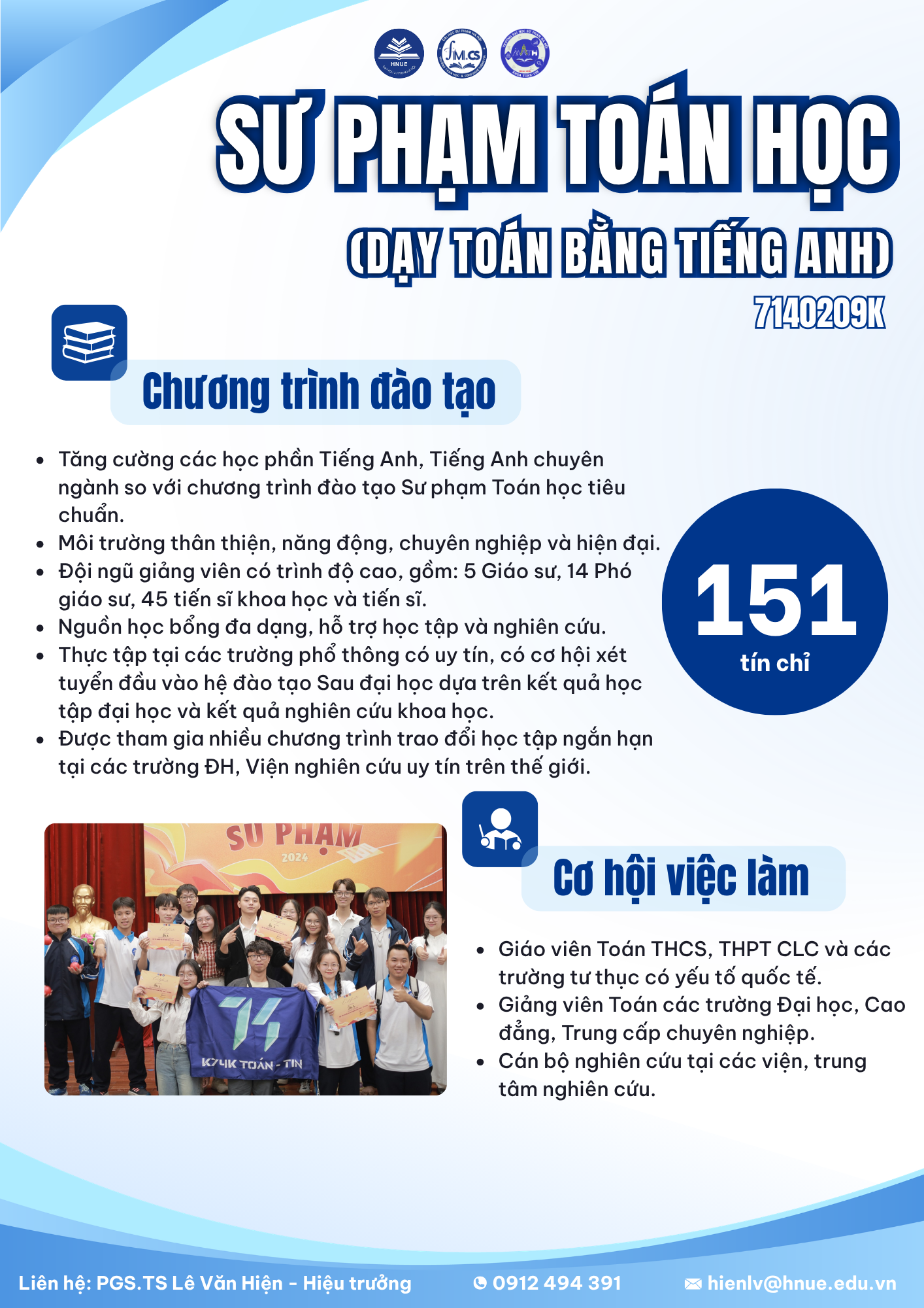 NGÀNH SƯ PHẠM TOÁN HỌC (DẠY TOÁN BẰNG TIẾNG ANH)