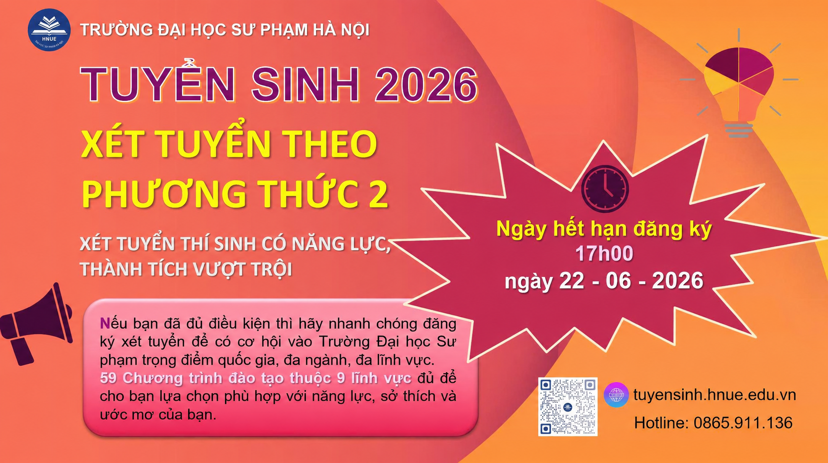 THÔNG BÁO THỜI GIAN ĐĂNG KÝ XÉT TUYỂN PHƯƠNG THỨC 2